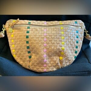 CLARE V. “Grande Fanny” limited edition woven leather crossbody bag